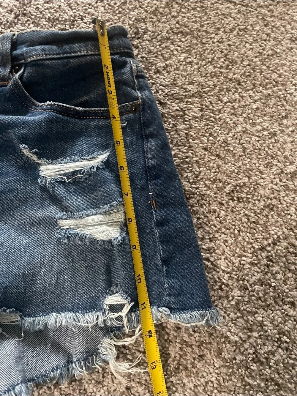 Abercrombie & Fitch Ripped Dark Blue Denim Cutoff Shorts